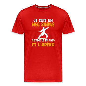 Simple guy tai chi aperitif fighter humor - Men's Premium Organic T-Shirt - red - Front - Damien (186cm)