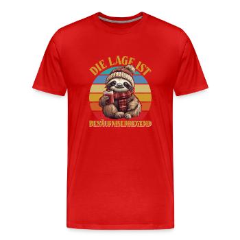 Weihnachtsmarkt DIE LAGE IST BESORGNISERREGEND - Männer Premium Bio T-Shirt - Rot - Vorne - Damien (186cm)