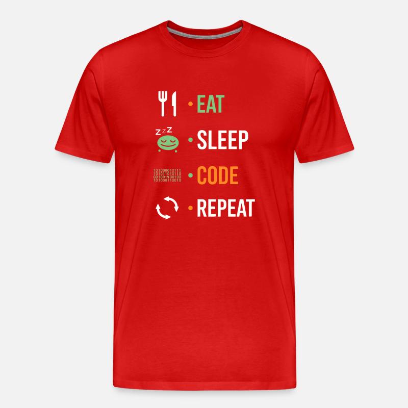 Eat, sleep, code, repeat. - Men's Premium Organic T-Shirt - red