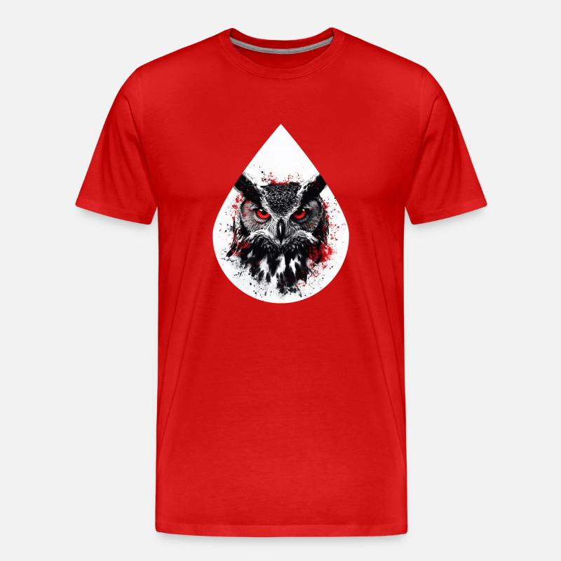 Trashpolka Eule Schwarz Rot - Männer Premium Bio T-Shirt - Rot