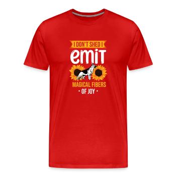 Je ne perds pas, j’émets des fibres magiques de joie Allemands S - T-shirt bio Premium Homme - rouge - Devant - Damien (186cm)