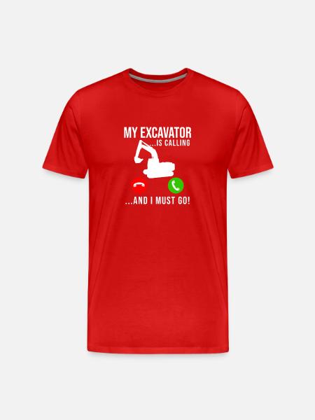 Excavator Construction Worker - Men's Premium Organic T-Shirt - red