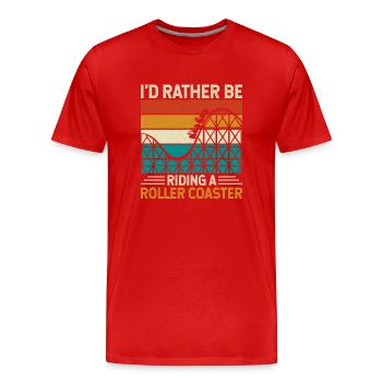 Parc à thème de montagnes russes - T-shirt bio Premium Homme - rouge - Devant - Damien (186cm)