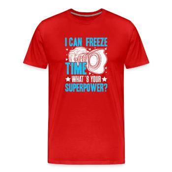Freeze Time Photography Camera - Men's Premium Organic T-Shirt - red - Front - Damien (186cm)
