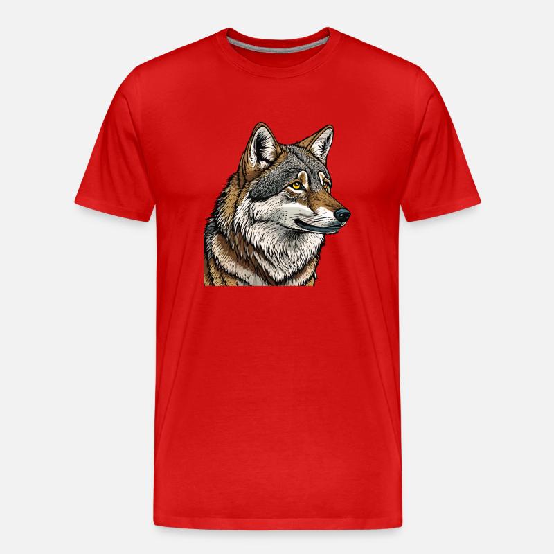 WOLF - Männer Premium Bio T-Shirt - Rot