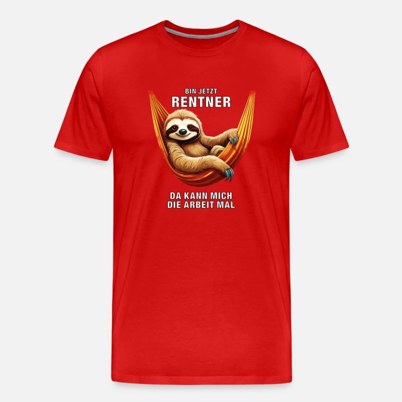 FAULTIER BIN JETZT RENTNER - Männer Premium Bio T-Shirt - Rot