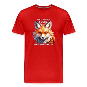 A CUNNING FOX DOESN'T LIKE NAZIS - Men's Premium Organic T-Shirt - red - Front - Damien (186cm)