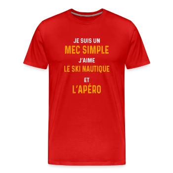 Wasserski Aperitif Einfacher Skifahrer - Männer Premium Bio T-Shirt - Rot - Vorne - Damien (186cm)