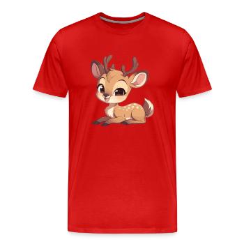 Deer Deer - Men's Premium Organic T-Shirt - red - Front - Damien (186cm)