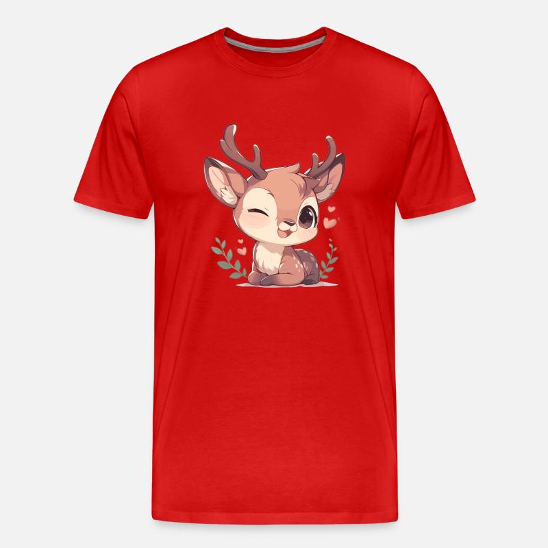 Hirsche Hirsch - Männer Premium Bio T-Shirt - Rot