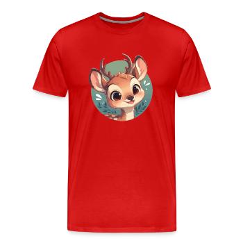 Deer Deer - Men's Premium Organic T-Shirt - red - Front - Damien (186cm)