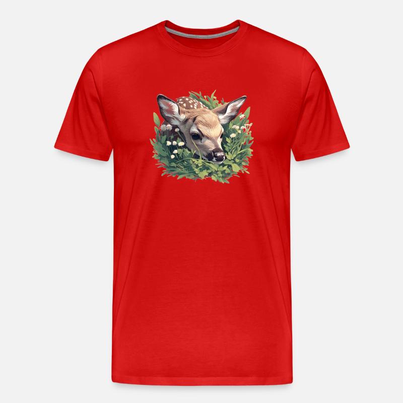 Hirsche Hirsch - Männer Premium Bio T-Shirt - Rot