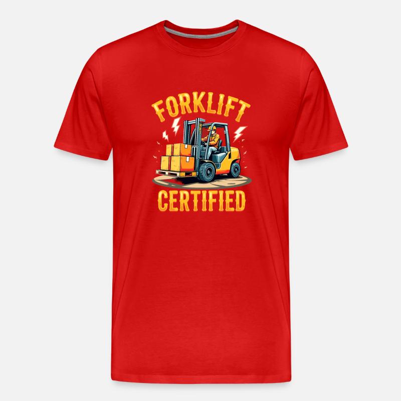 Forklift Certified Gabelstapler - Männer Premium Bio T-Shirt - Rot