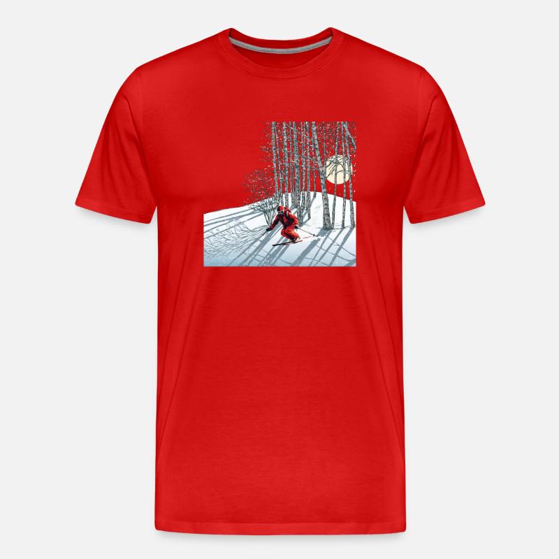 Nachtskifahren Night Skiing - Männer Premium Bio T-Shirt - Rot