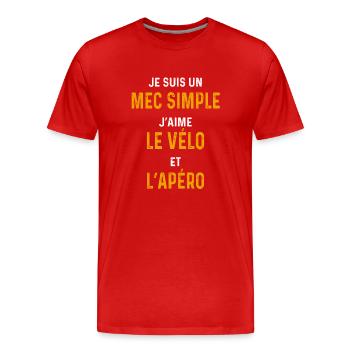 Fahrrad-Apéro Einfacher Kerl Radfahrer - Männer Premium Bio T-Shirt - Rot - Vorne - Damien (186cm)
