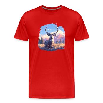 Deer Deer - Men's Premium Organic T-Shirt - red - Front - Damien (186cm)