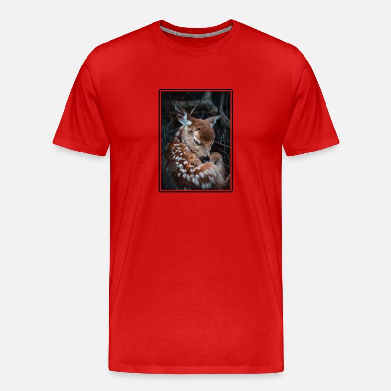 Hirsche Hirsch - Männer Premium Bio T-Shirt - Rot