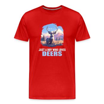 Deer Deer - Men's Premium Organic T-Shirt - red - Front - Damien (186cm)