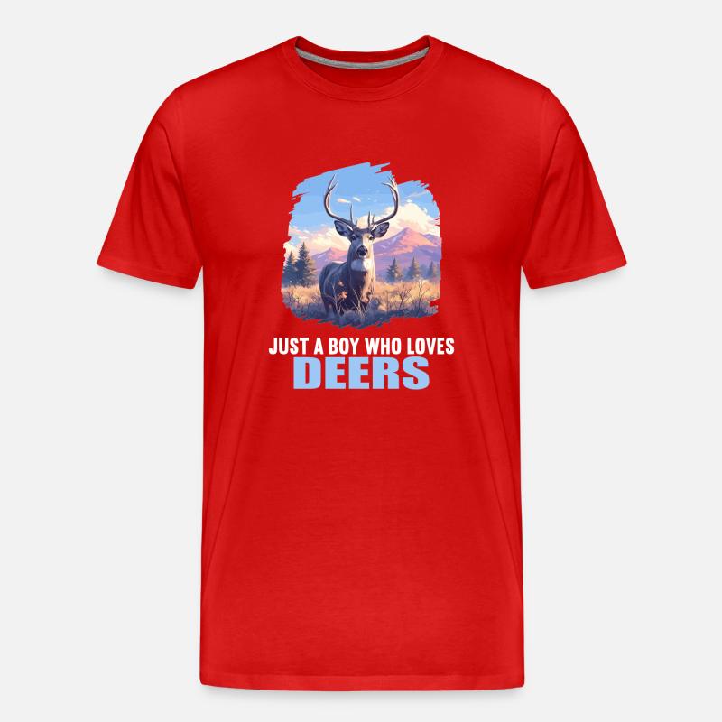 Hirsche Hirsch - Männer Premium Bio T-Shirt - Rot