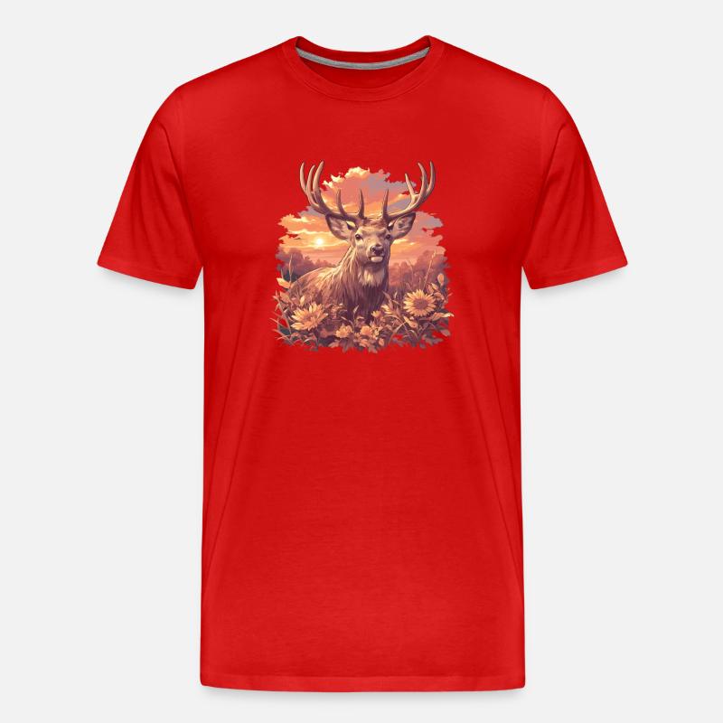 Hirsche Hirsch - Männer Premium Bio T-Shirt - Rot