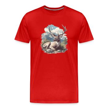 Deer Deer - Men's Premium Organic T-Shirt - red - Front - Damien (186cm)