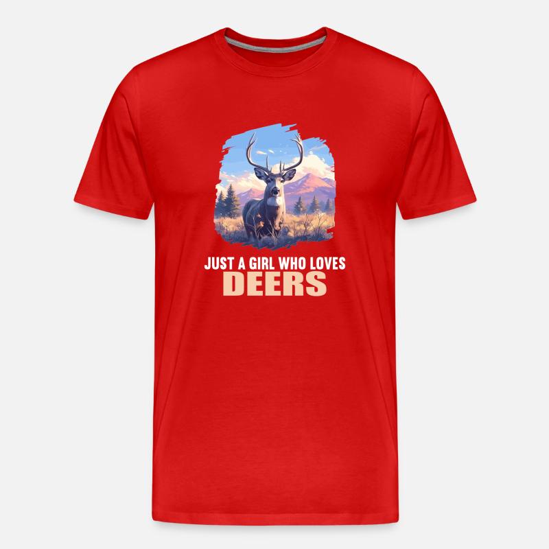 Hirsche Hirsch - Männer Premium Bio T-Shirt - Rot