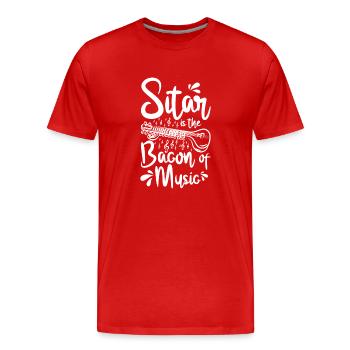 Le sitar est le lard de la musique - T-shirt bio Premium Homme - rouge - Devant - Damien (186cm)