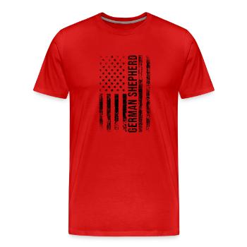 Amerikanische Flagge Deutscher Schäferhund Liebhaber Hundebesitzer GSD - Männer Premium Bio T-Shirt - Rot - Vorne - Damien (186cm)