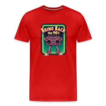 Bring Back the 90's Retro Boombox 90er Jahre - Männer Premium Bio T-Shirt - Rot - Vorne - Damien (186cm)