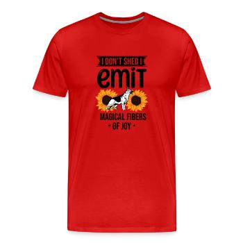Je ne perds pas, j’émets des fibres magiques de joie Allemands S - T-shirt bio Premium Homme - rouge - Devant - Damien (186cm)