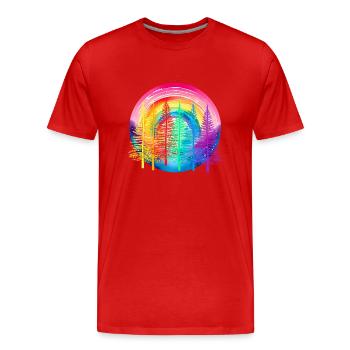 Forêt arc-en-ciel LGBT Forêt de conifères Drapeau arc-en-ciel - T-shirt bio Premium Homme - rouge - Devant - Damien (186cm)