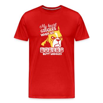 My Heart Giggles When My Boxers Butt Wiggles - Men's Premium Organic T-Shirt - red - Front - Damien (186cm)
