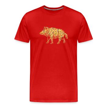 Boar Geometric - Men's Premium Organic T-Shirt - red - Front - Damien (186cm)