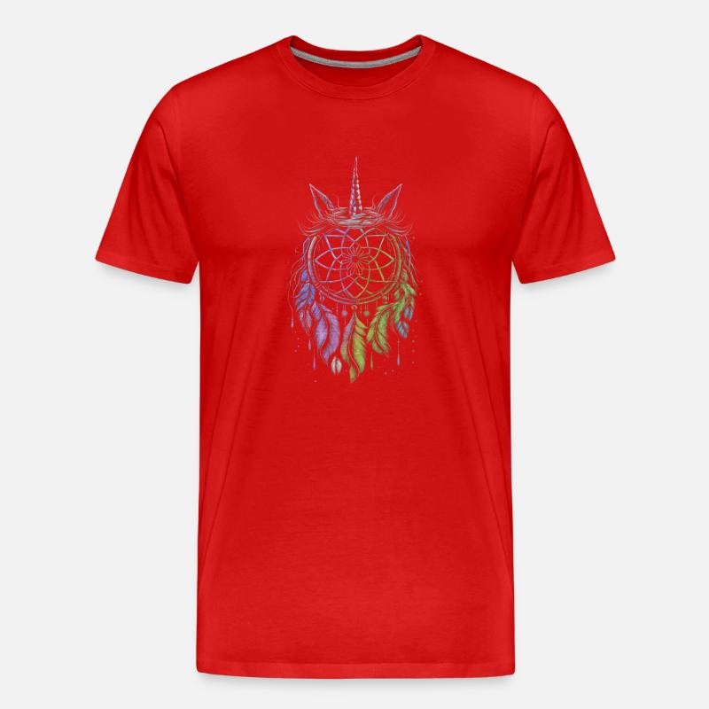 Traumfänger Einhorn - Männer Premium Bio T-Shirt - Rot