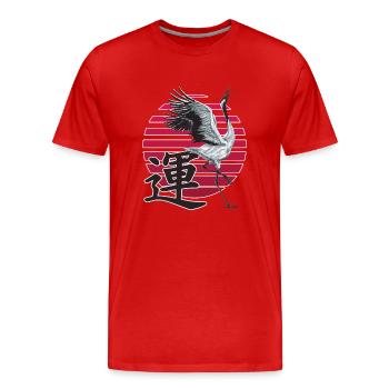 Grue de la Fortune – Style Japonais - T-shirt bio Premium Homme - rouge - Devant - Damien (186cm)