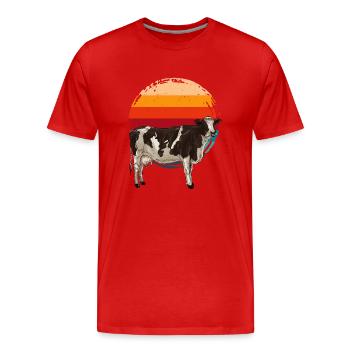 Cow Love – La vie à la campagne dans un style rétro - T-shirt bio Premium Homme - rouge - Devant - Damien (186cm)