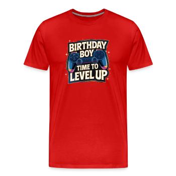 Birthday Boy Time to Level Up Birthday Gamer Boys - T-shirt bio Premium Homme - rouge - Devant - Damien (186cm)
