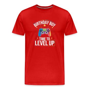 Birthday Boy Time to Level Up Birthday Gamer Boys - T-shirt bio Premium Homme - rouge - Devant - Damien (186cm)