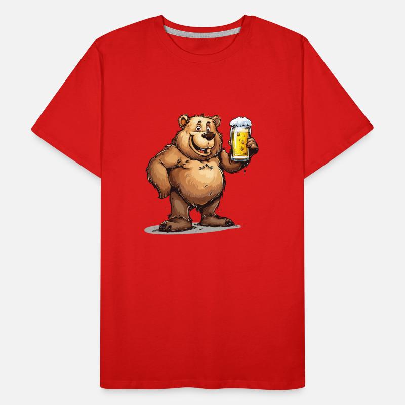 Cute Bear Drinking Beer 2 Männer Premium Bio T-Shirt