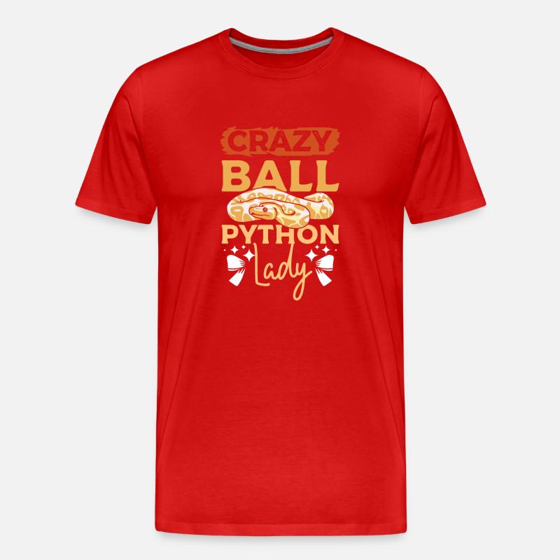 Crazy Ball python lady - Männer Premium Bio T-Shirt - Rot