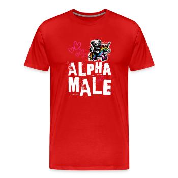 Alpha Unicorn - Mignon Teddy Rides Licorne - T-shirt bio Premium Homme - rouge - Devant - Damien (186cm)