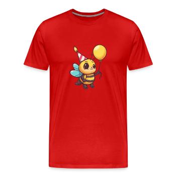 Abeille Anniversaire Bande Dessinée Mignon - T-shirt bio Premium Homme - rouge - Devant - Damien (186cm)