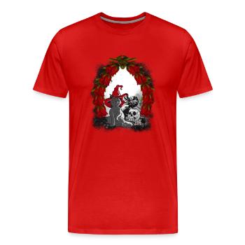 Mystique Conte de fées Conte de fées Personnage Chat de Noël - T-shirt bio Premium Homme - rouge - Devant - Damien (186cm)
