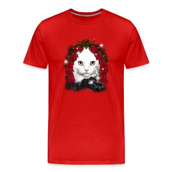 Cadeau de Noël Chat Conte de fées Conte de fées Personnage Noël - T-shirt bio Premium Homme - rouge - Devant - Damien (186cm)