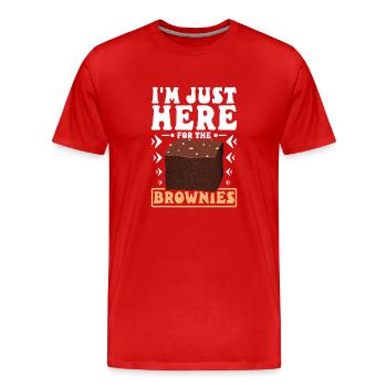 Je suis juste ici pour les Brownies - T-shirt bio Premium Homme - rouge - Devant - Damien (186cm)