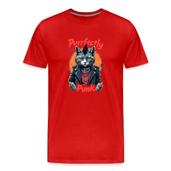 Punk Katze für einen Punker Katzenfreund - Männer Premium Bio T-Shirt - Rot - Vorne - Damien (186cm)