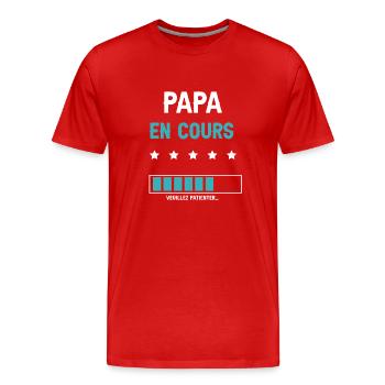 papa en cours futur papa homme cadeau père - T-shirt bio Premium Homme - rouge - Devant - Damien (186cm)
