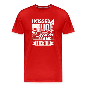 Police Officer I Kissed A Police Officer - Men's Premium Organic T-Shirt - red - Front - Damien (186cm)