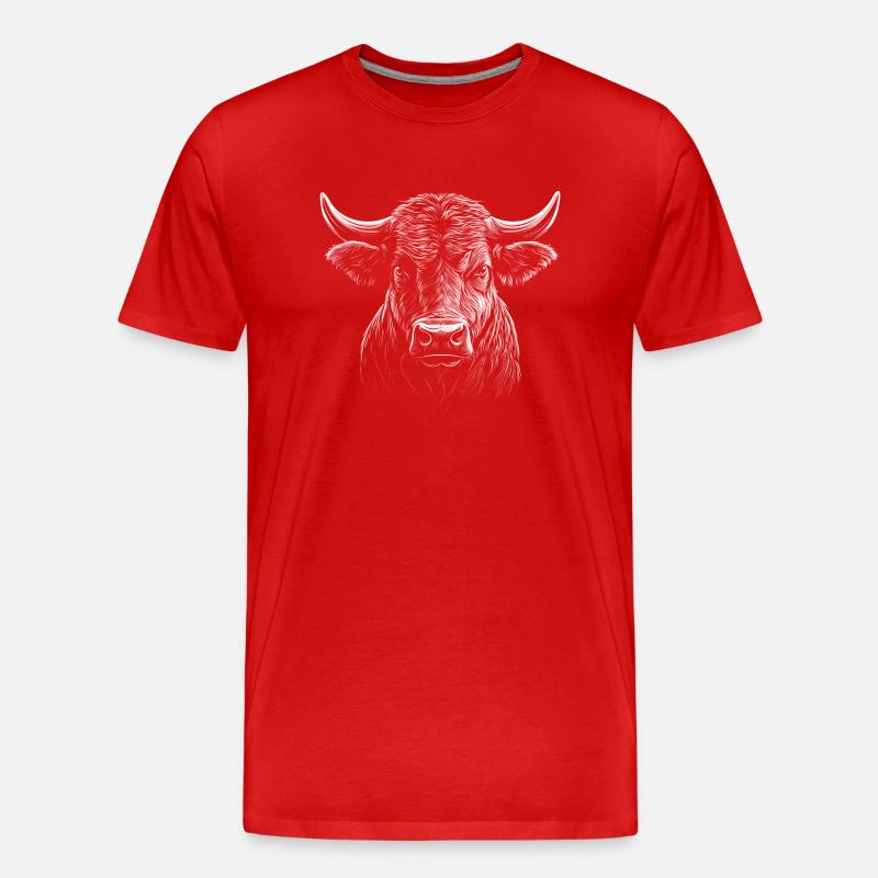 Stier Kopf - Männer Premium Bio T-Shirt - Rot