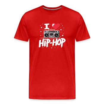 J’aime le hip hop Hip hop Musique hip hop Boombox Rap - T-shirt bio Premium Homme - rouge - Devant - Damien (186cm)